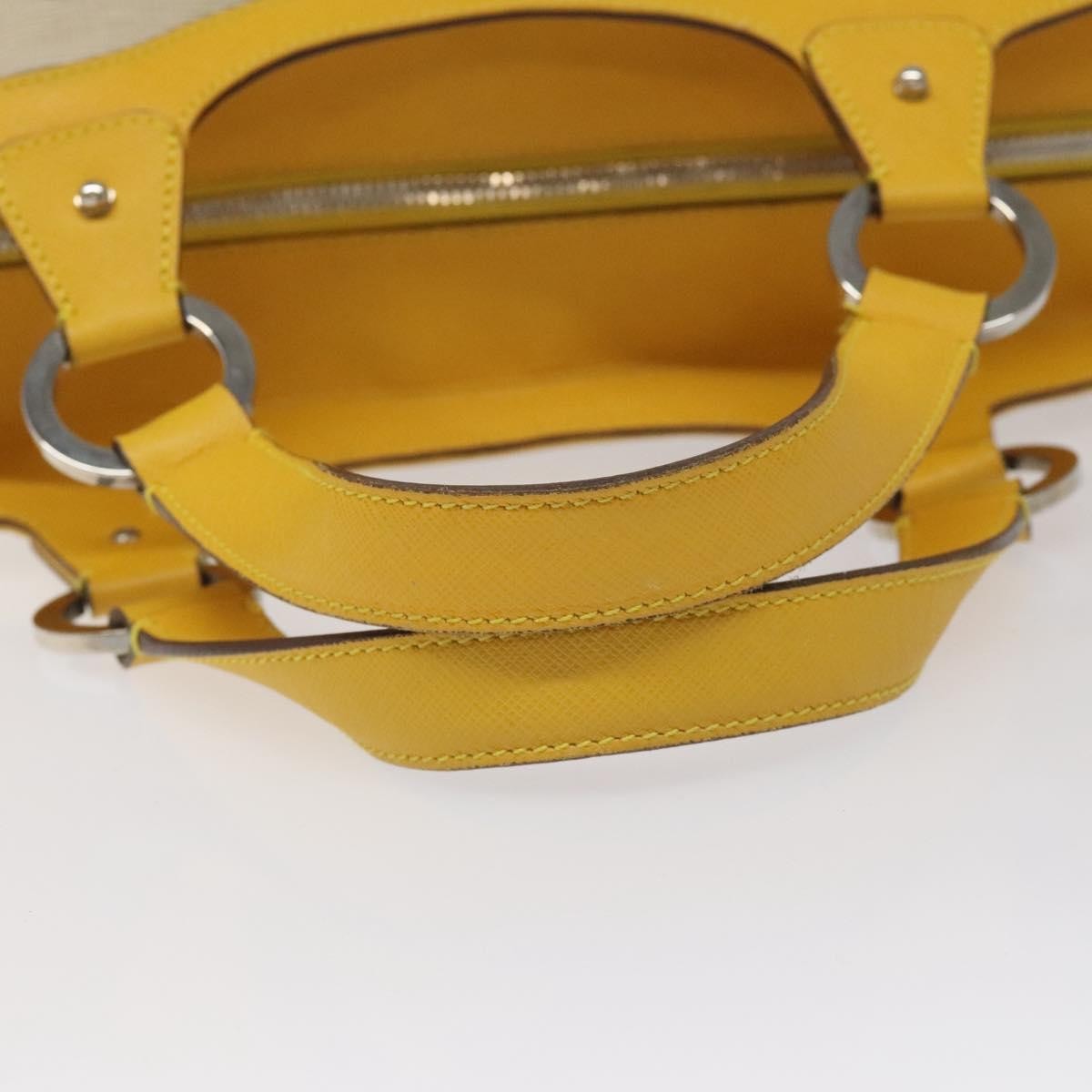 Salvatore Ferragamo Gancini handbag Canvas and Leather, YELLOW, CANVAS, Handbag