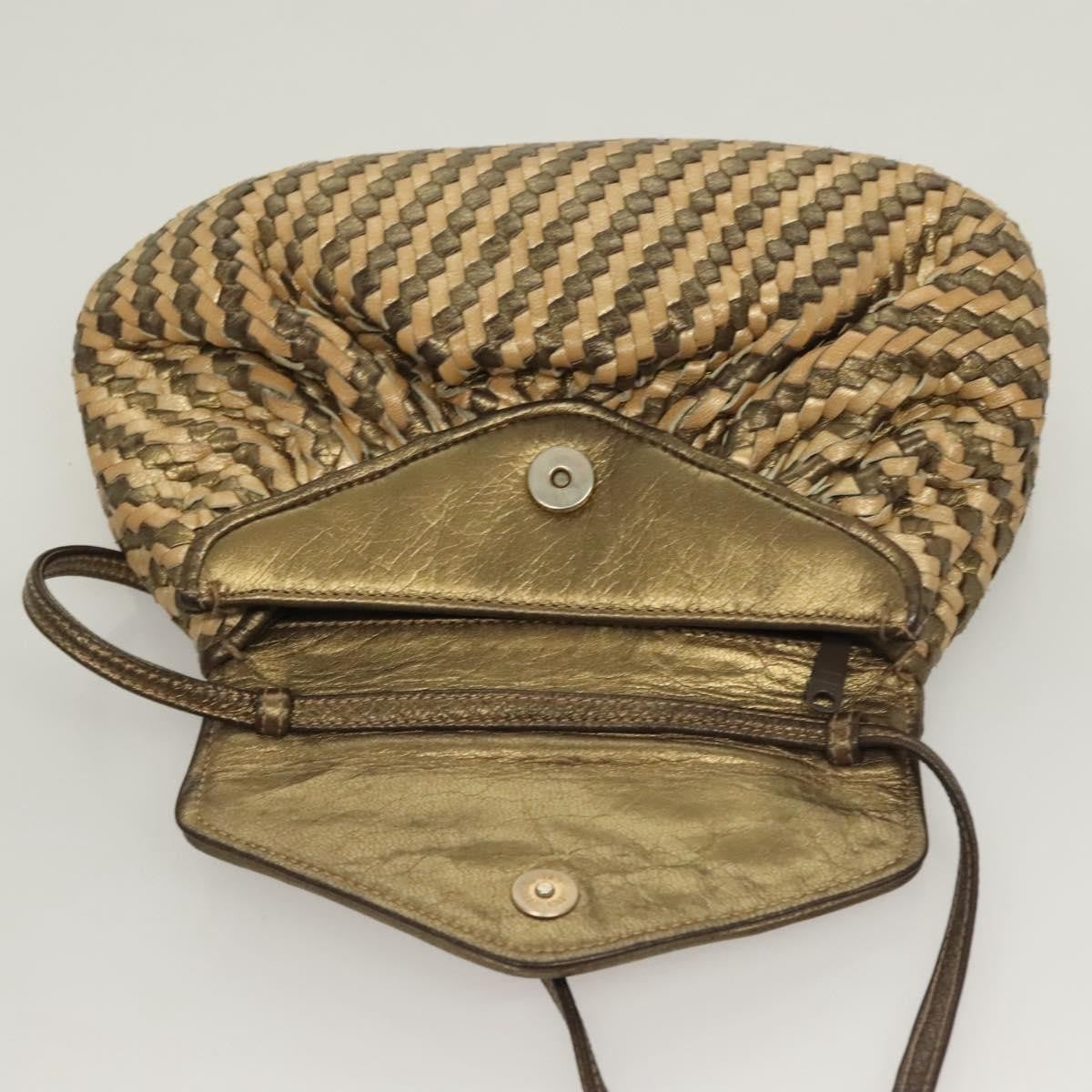 Fendi Vintage Shoulder Bag Leather, GOLD, LEATHER, Shoulder bag