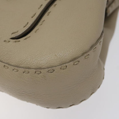 Fendi Selleria Tote Leather, BEIGE, LEATHER, Tote bag