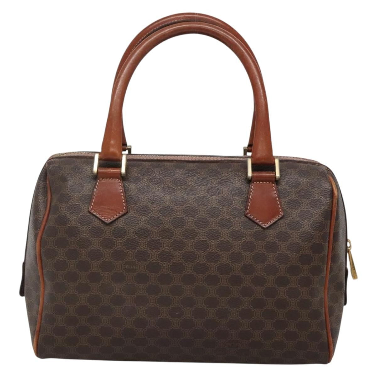 Celine Macadam Handbag Macadam with leather, BROWN, CANVAS, Handbag