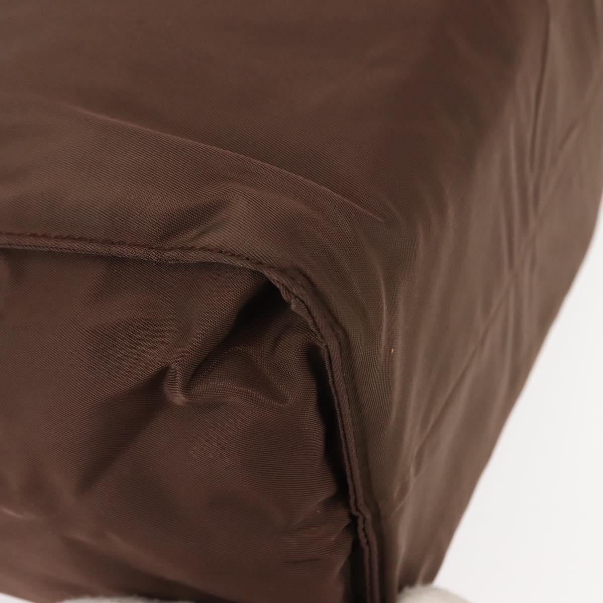 Prada Metal Handles Tote Tessuto, BROWN, NYLON, Handbag