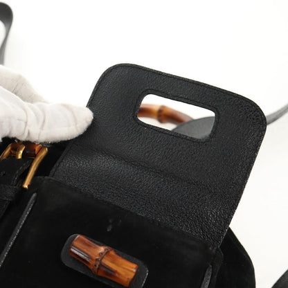 Gucci Vintage Bamboo Backpack Suede, BLACK, SUEDE, Backpack