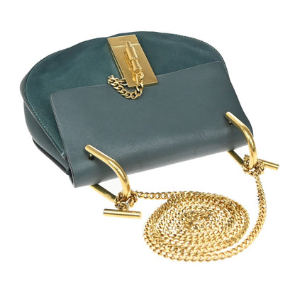 Chloe Drew Crossbody Bag Leather and Suede, BLUE, SUEDE, Shoulder bag