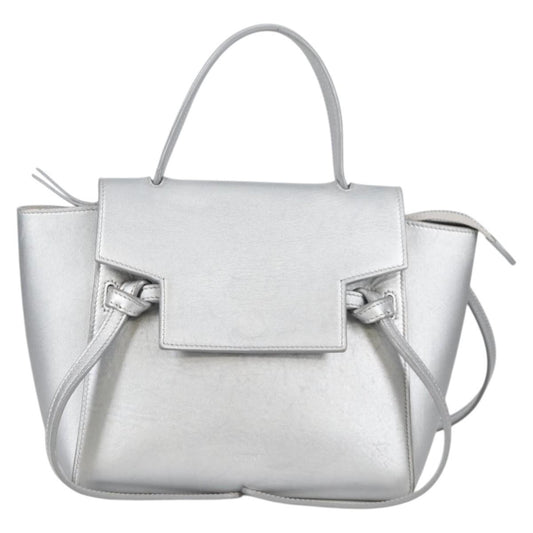 Celine Belt Bag Textured Leather, Silver, Leather, Handbag