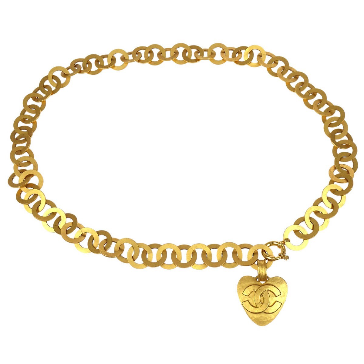 Chanel Vintage CC Heart Pendant Chain Belt Metal, GOLD, GOLD_PLATED, Belts