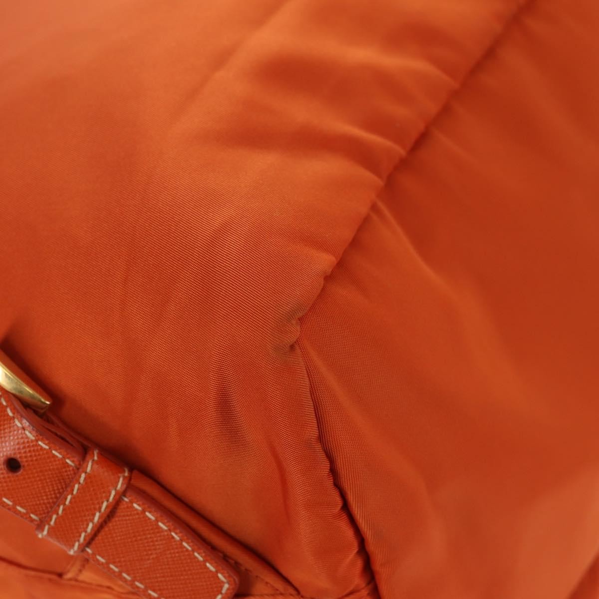 Prada Vela Double Front Pocket Backpack Tessuto with Saffiano Leather, ORANGE, NYLON, Backpack