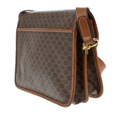 Celine Macadam Shoulder Bag Leather, BROWN, LEATHER, Shoulder bag