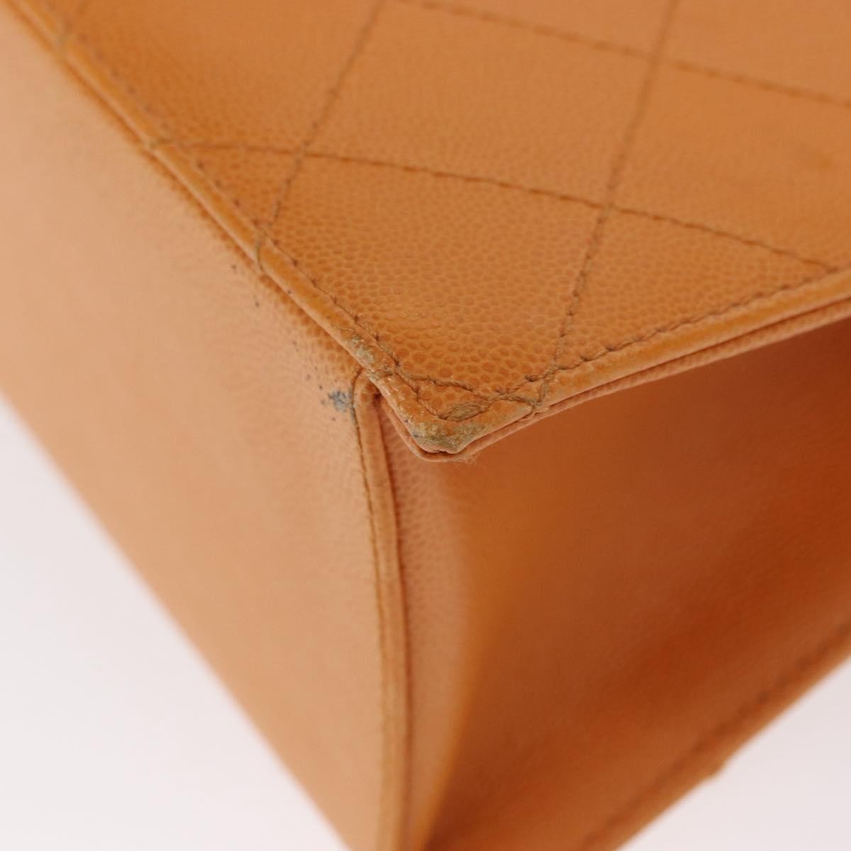 Chanel Vintage CC Flap Shoulder Bag Leather, ORANGE, LEATHER, Shoulder bag