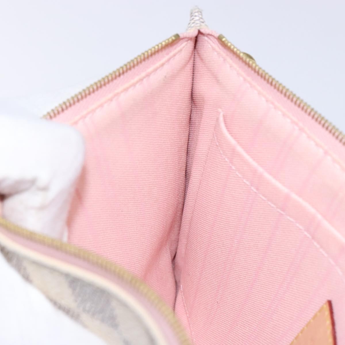 Louis Vuitton Neverfull Pochette Damier, WHITE, CANVAS, Clutche & pouche