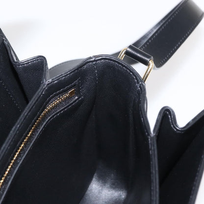 Celine Triomphe Shoulder Bag Canvas with Leather, BLACK, LEATHER, Shoulder bag