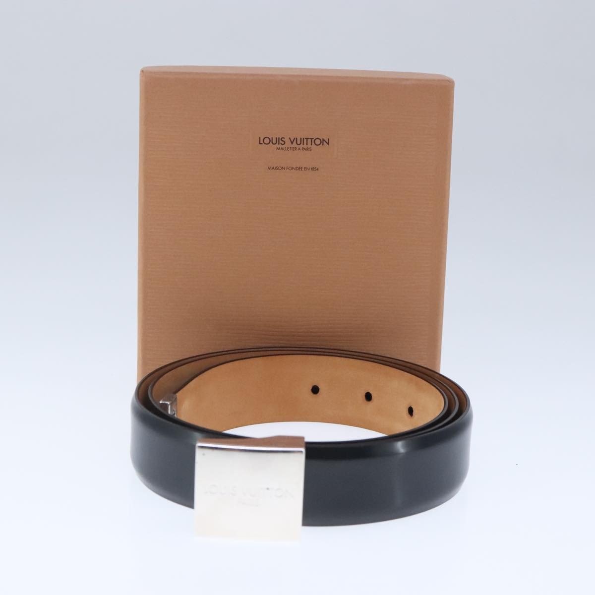 Louis Vuitton Carre Belt Leather, Black, Leather, Belt