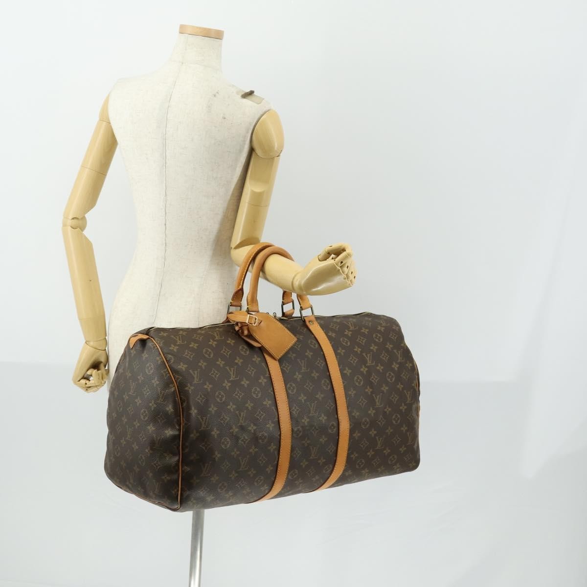 Louis Vuitton Keepall Bag Monogram Canvas, BROWN, CANVAS, Travel bag