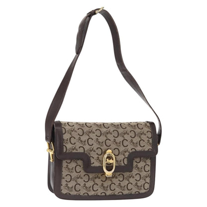 Celine Vintage C Sulky Horsebit Shoulder bag Canvas and Leather, BROWN, CANVAS, Shoulder bag