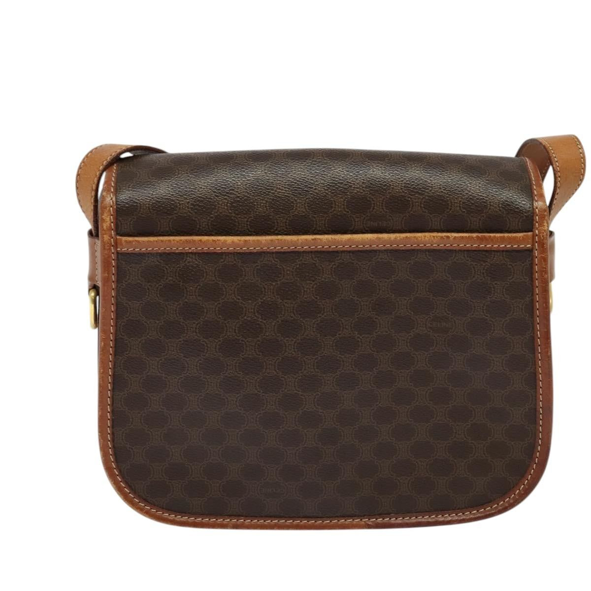 Celine Macadam Shoulder Bag PVC Leather, BROWN, CANVAS, Shoulder bag