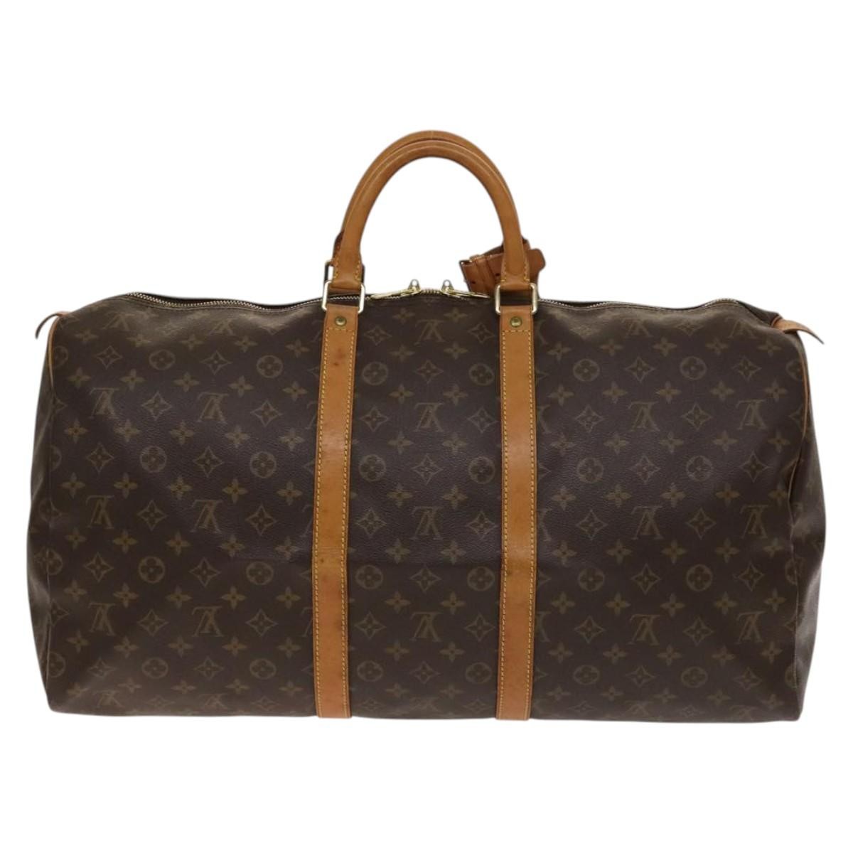 Louis Vuitton Keepall Bag Monogram Canvas, BROWN, CANVAS, Travel bag