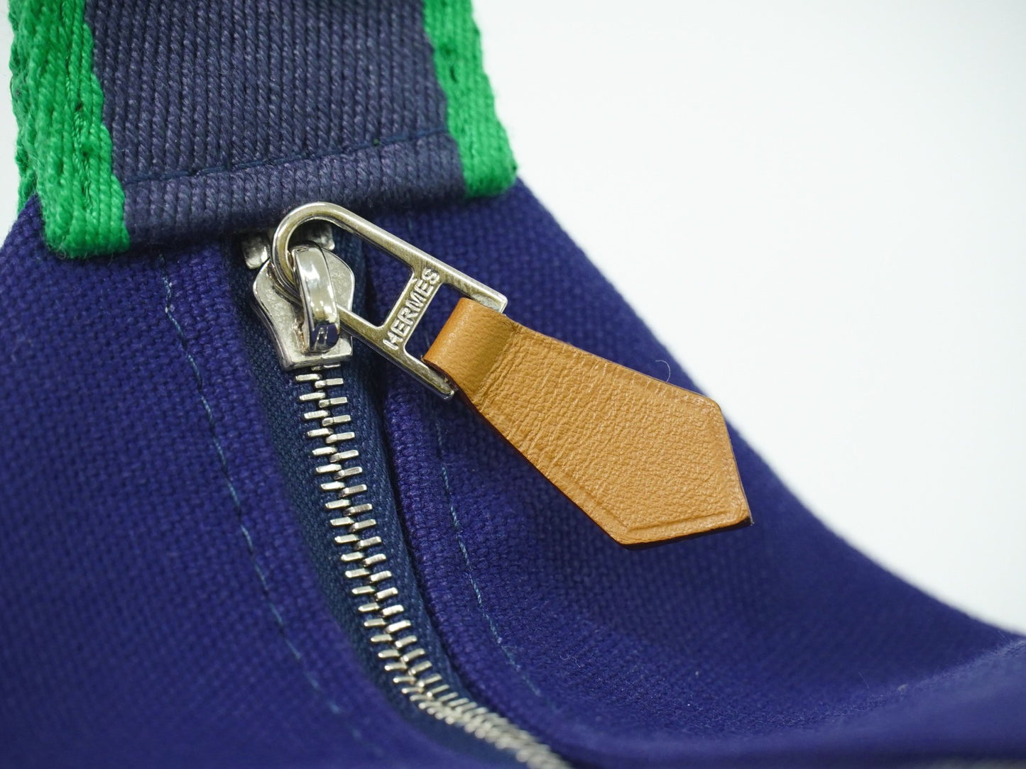 Hermes Bride à Brac Wool, NAVY, CANVAS, Handbag