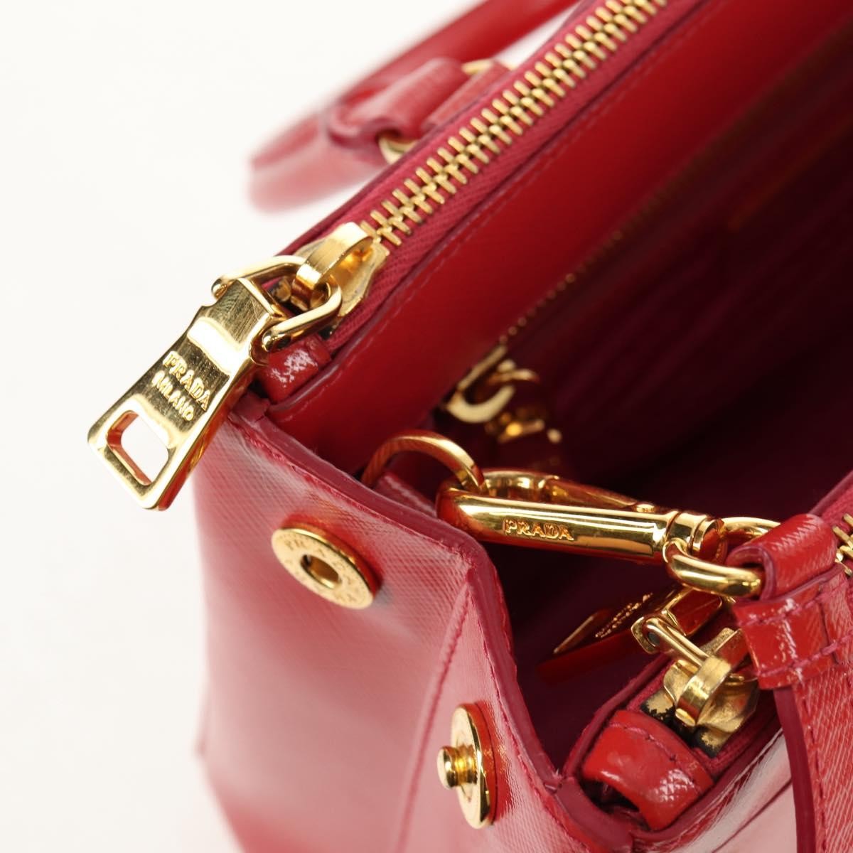 Prada Galleria Double Zip Tote Vernice Saffiano Leather, RED, LEATHER, Handbag