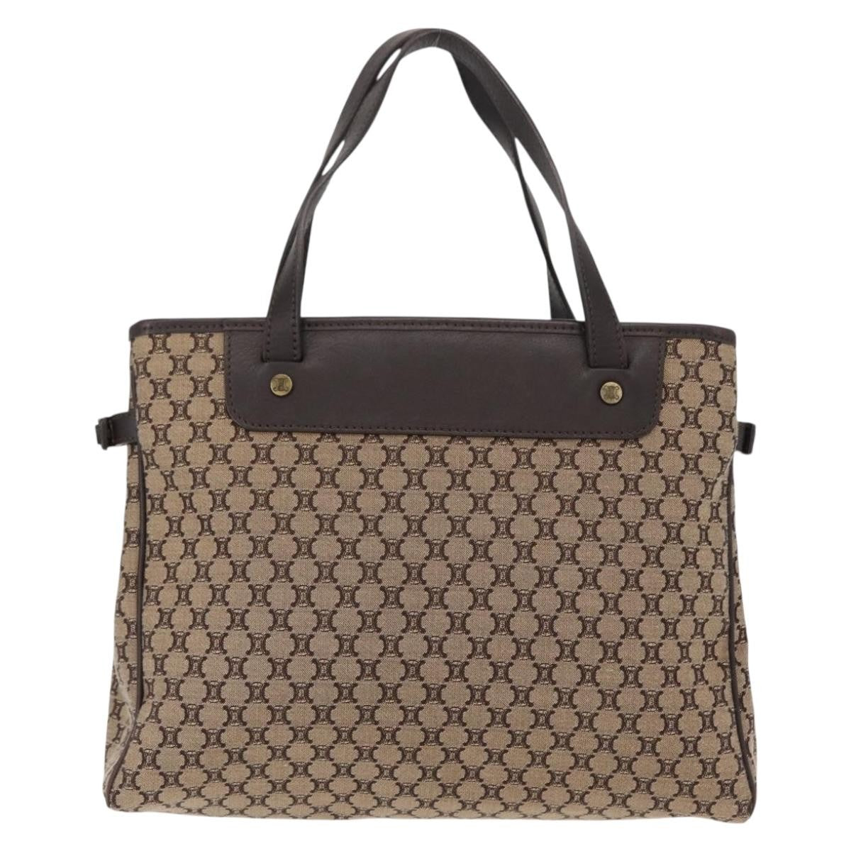 Celine Vintage Macadam Handbag Canvas, BEIGE, CANVAS, Handbag