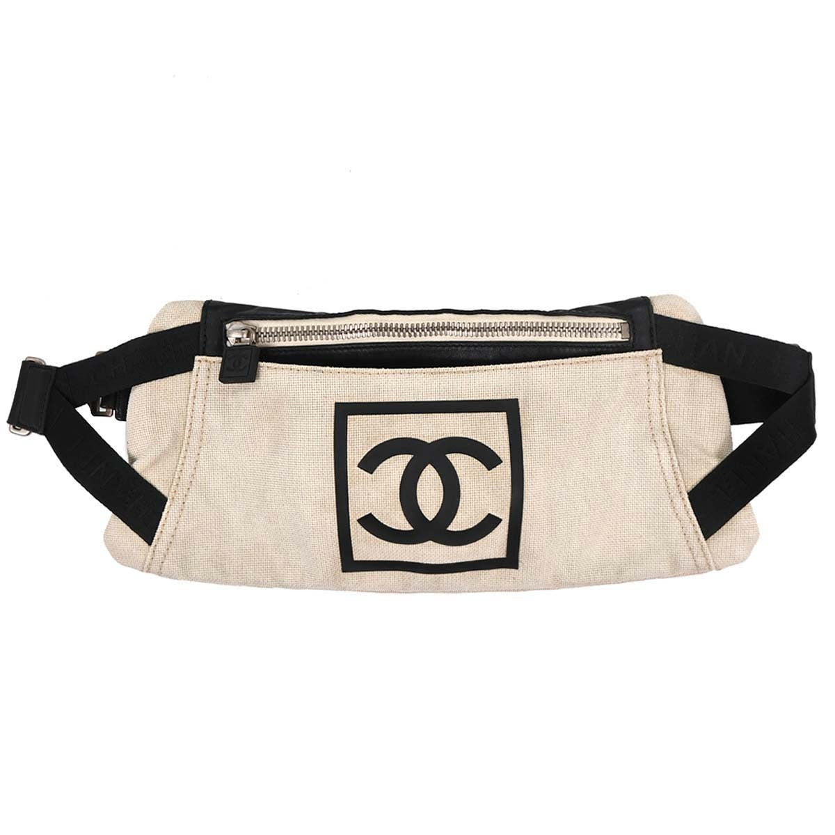 Chanel Sport Line Waist Bag Canvas, WHITE, CANVAS, Shoulder bag