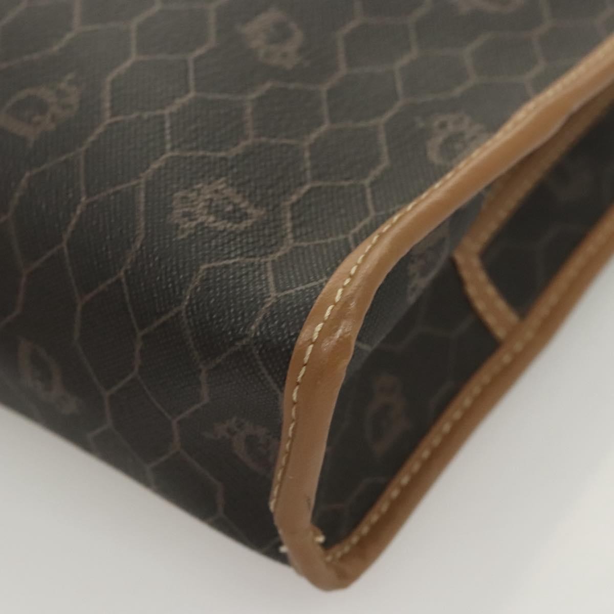 Christian Dior Vintage Honeycomb Zip Pouch Coated Canvas, BLACK, PVC,CANVAS, Clutche & pouche