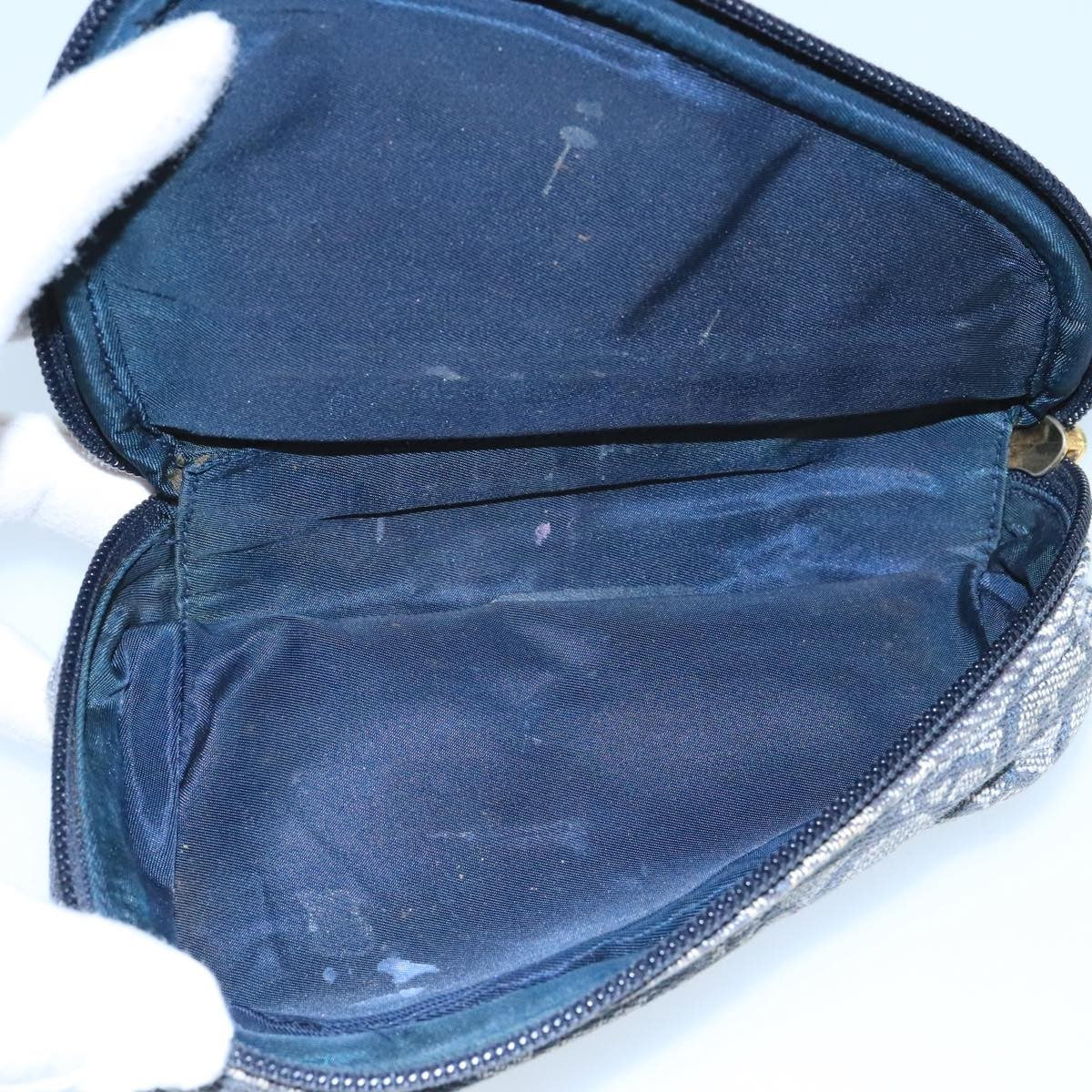 Christian Dior Vintage Saddle Coin Purse Diorissimo Canvas, NAVY, CANVAS, Clutche & pouche