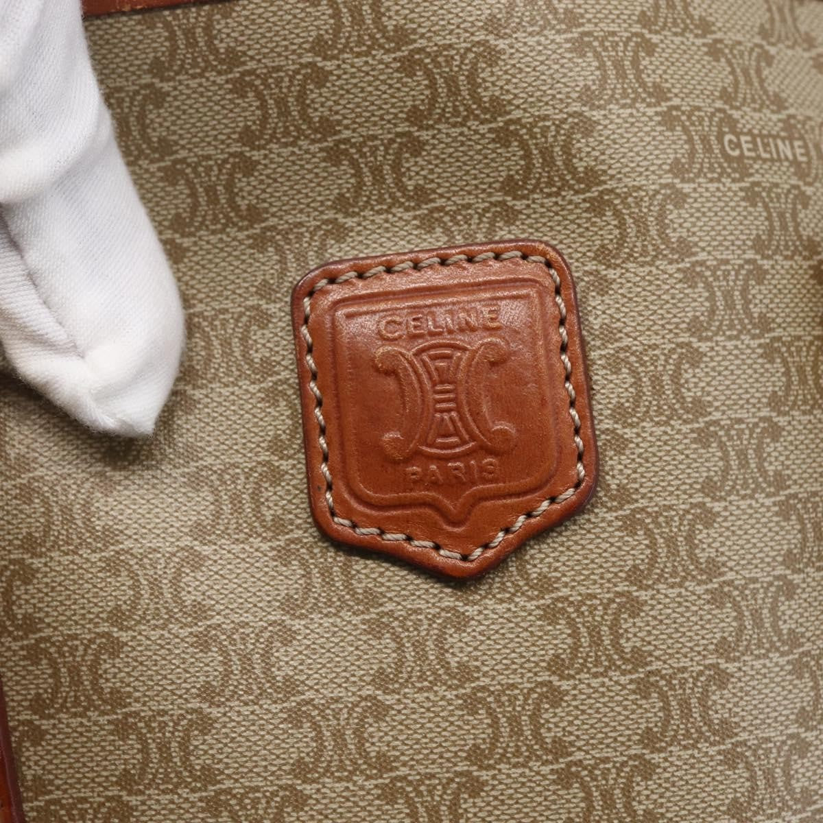 Celine Vintage Macadam Tote bag Canvas, BEIGE, PVC, Tote bag