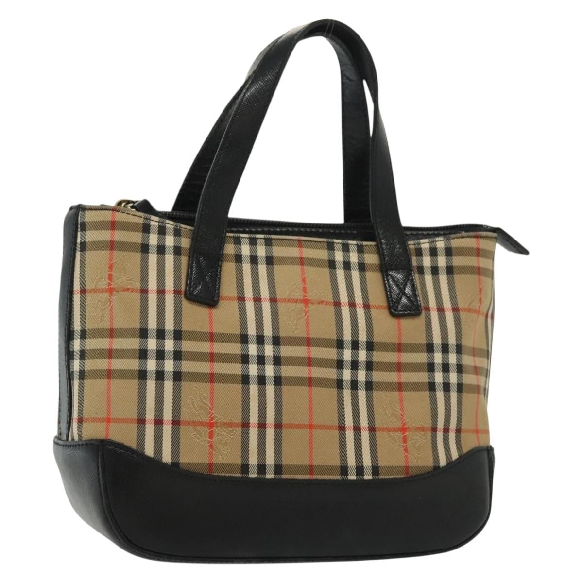 Burberry Nova Handbag Check Pattern, BEIGE, CANVAS, Handbag
