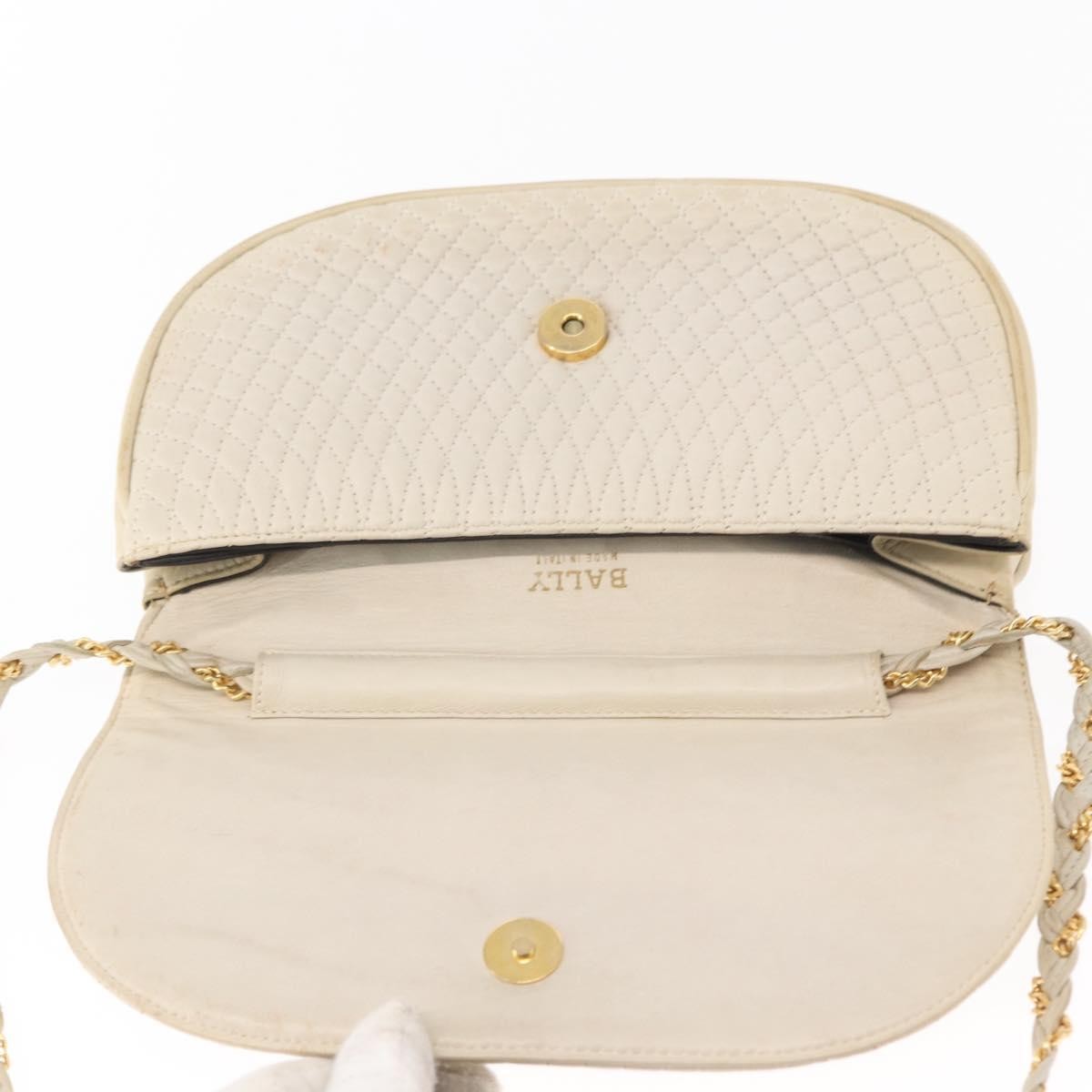 Bally Vintage Shoulder Bag Quilted leather, WHITE, LEATHER, Shoulder bag