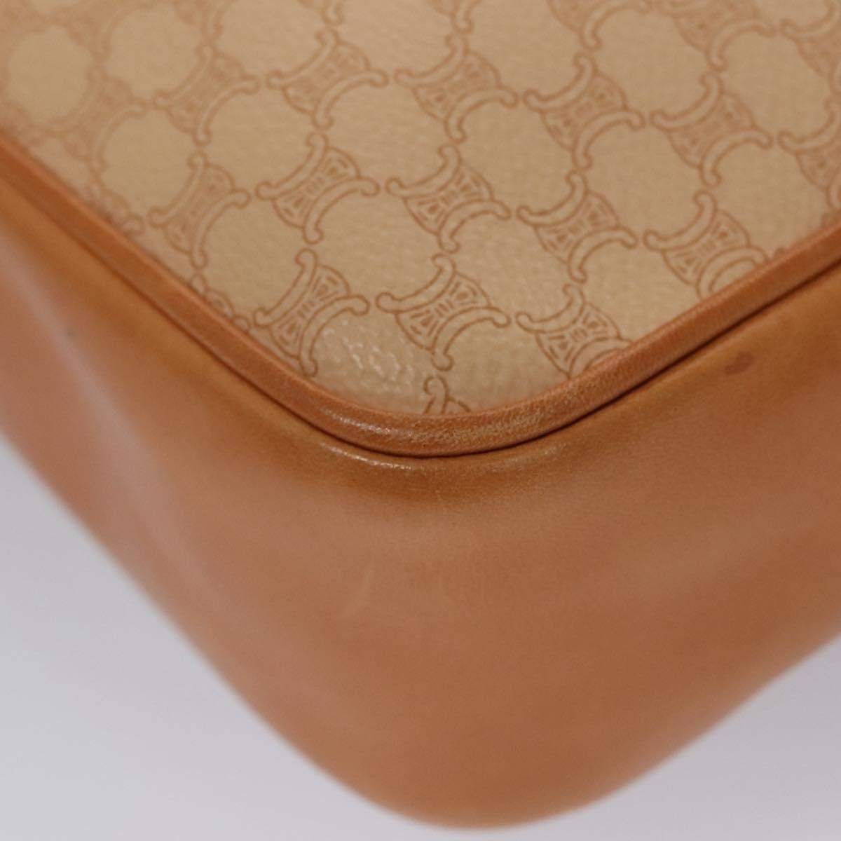 Celine Vintage Macadam Handbag Canvas and Leather, BEIGE, PVC, Handbag