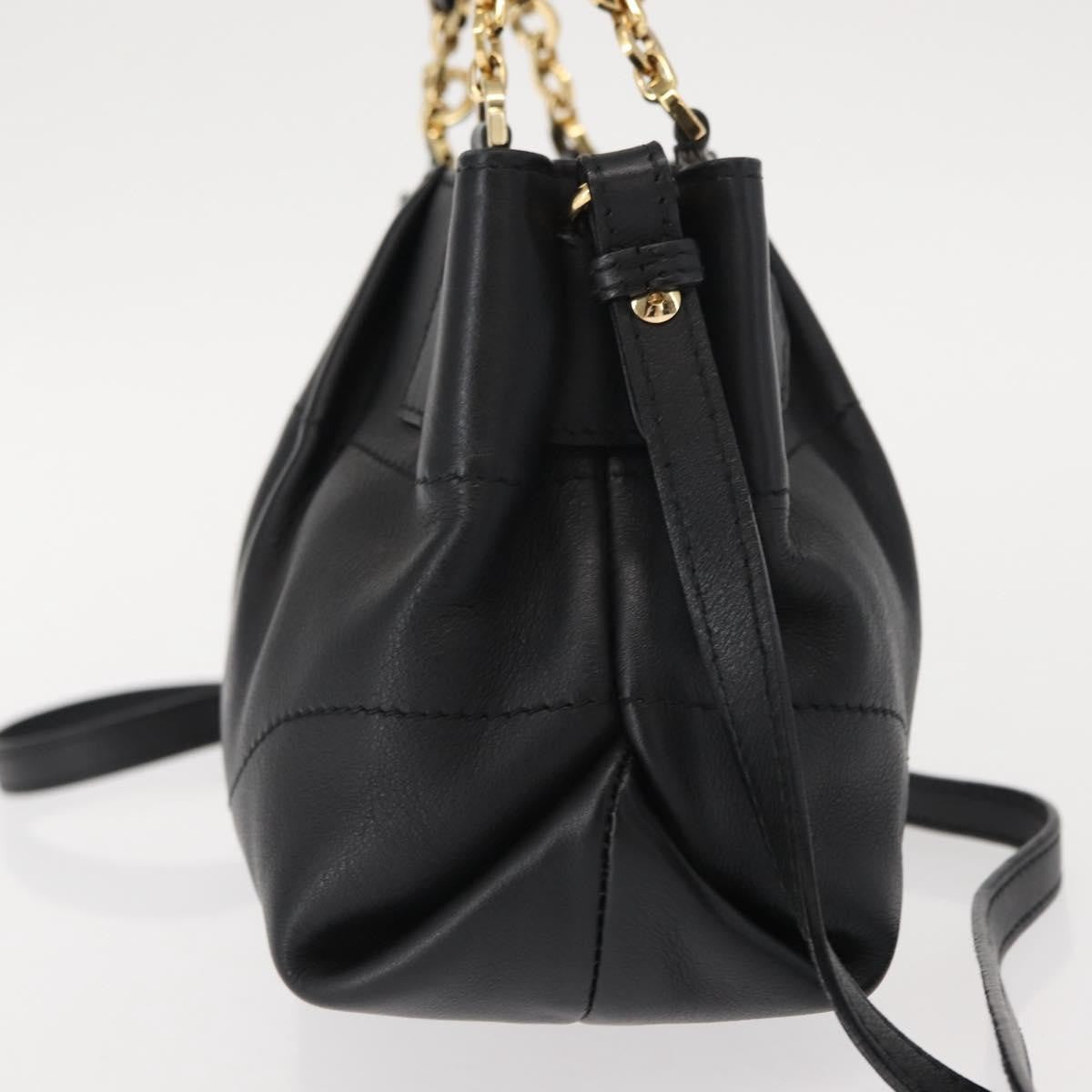 Salvatore Ferragamo W Chain Tote Leather, BLACK, LEATHER, Handbag