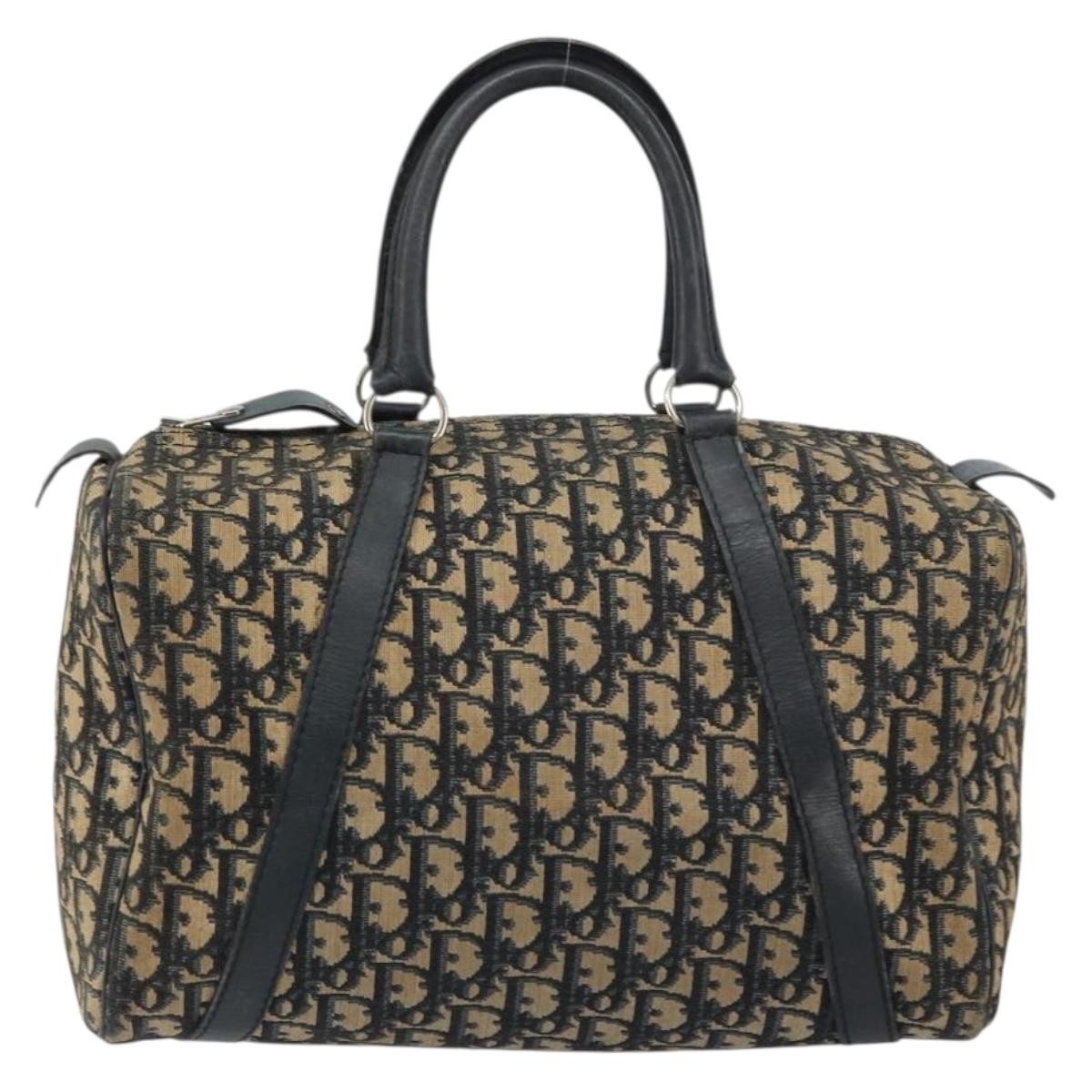 Christian Dior Vintage Trotter Boston Bag Canvas, NAVY, CANVAS, Travel bag