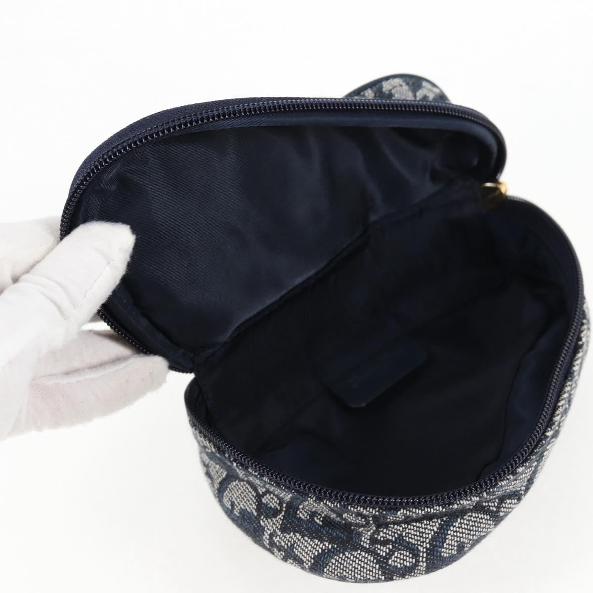 Christian Dior Saddle Zip Pouch Diorissimo Canvas, NAVY, CANVAS, Clutche & pouche