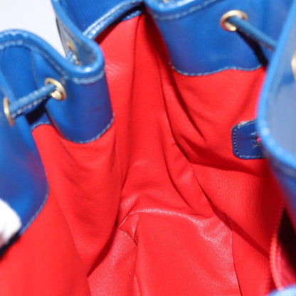 Celine Circle logo Leather, BLUE, LEATHER, Shoulder bag