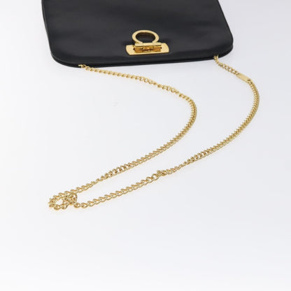 Salvatore Ferragamo Vintage Gancini Chain Shoulder Bag Leather, BLACK, LEATHER, Shoulder bag