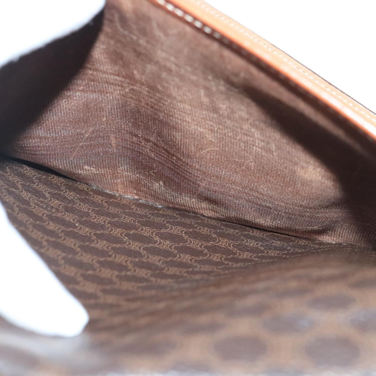 Celine Vintage Macadam Shoulder Bag Canvas and Leather, Brown, Canvas, Shoulder Bag