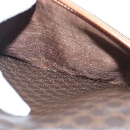 Celine Vintage Macadam Shoulder Bag Canvas and Leather, Brown, Canvas, Shoulder Bag