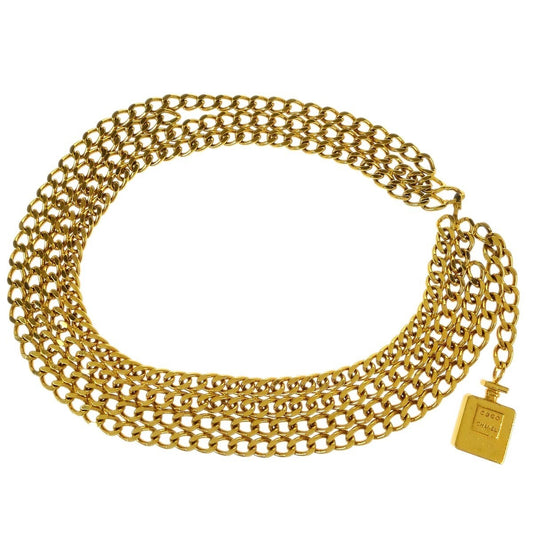 Chanel Vintage Perfume Bottle Charm Chain Belt Metal, GOLD, GOLD_PLATED, Belts