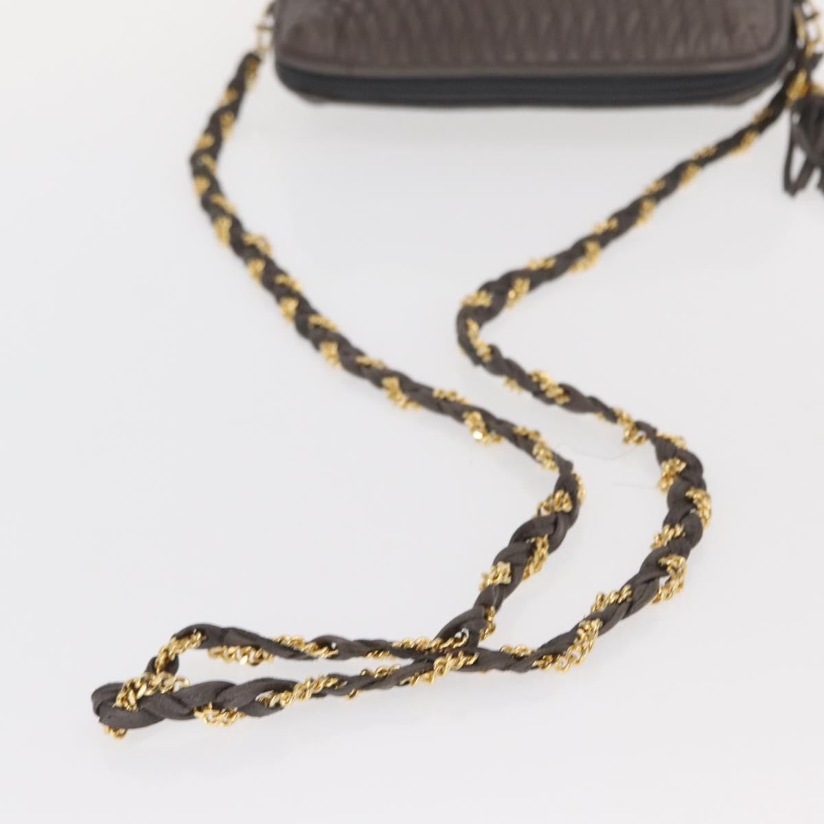 Bally Vintage Chain Shoulder Bag Quilted Leather, GRAY, LEATHER, Shoulder bag