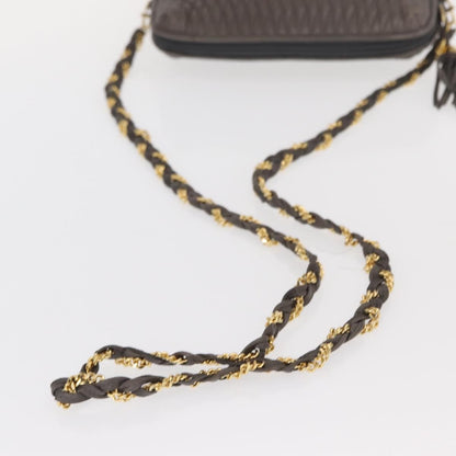 Bally Vintage Chain Shoulder Bag Quilted Leather, GRAY, LEATHER, Shoulder bag