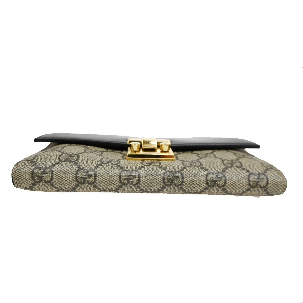 Gucci Padlock Continental Chain Wallet GG Coated Canvas and Leather, BROWN, CANVAS, Clutche & pouche