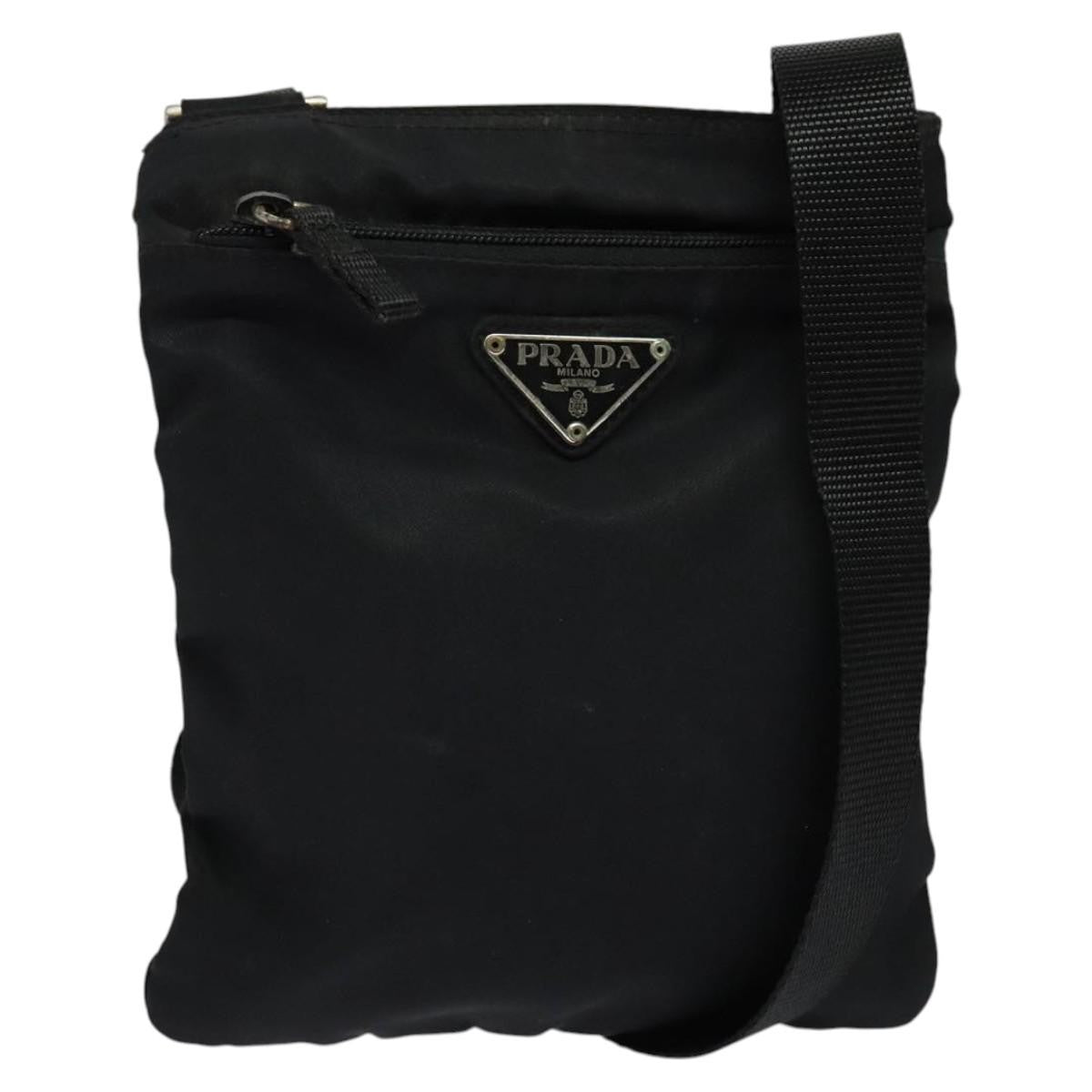 Prada Flat Messenger Bag Tessuto, BLACK, NYLON, Shoulder bag