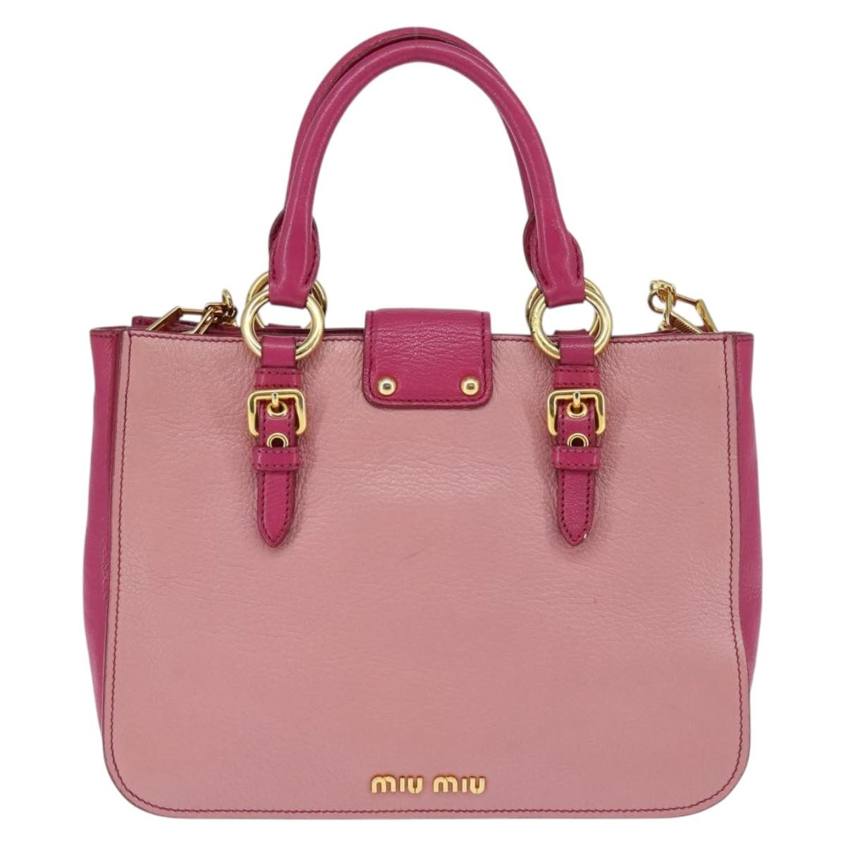 Miu Miu Madras Convertible Lock Tote Leather, PINK, LEATHER, Handbag