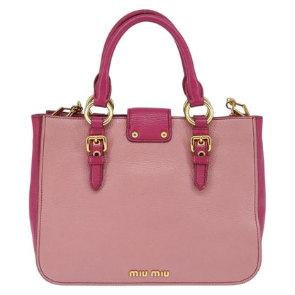 Miu Miu Madras Convertible Lock Tote Leather, PINK, LEATHER, Handbag