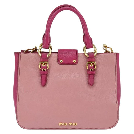 Miu Miu Madras Convertible Lock Tote Leather, PINK, LEATHER, Handbag