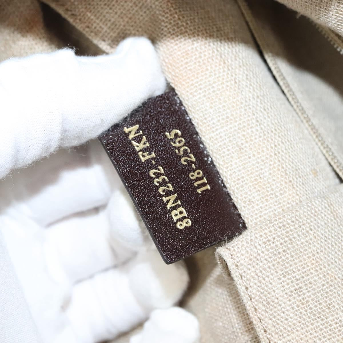 Fendi Pequin 2Bag Canvas and Leather, BROWN, CANVAS, Shoulder bag