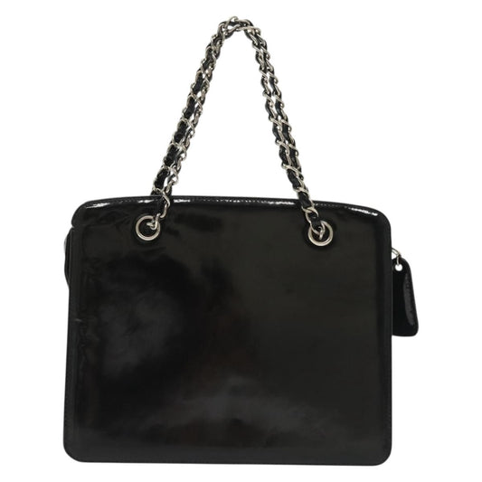 Chanel Vintage CC Lock Pocket Chain Tote Patent, BLACK, PATENT_LEATHER, Handbag