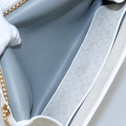 Christian Dior Vintage Honeycomb chain Canvas, WHITE, CANVAS, Handbag