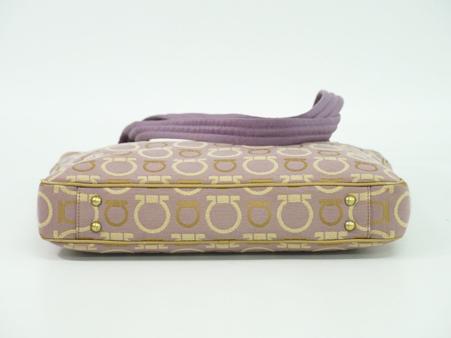 Salvatore Ferragamo Gancini Shoulder Bag Canvas, PURPLE, CANVAS, Shoulder bag