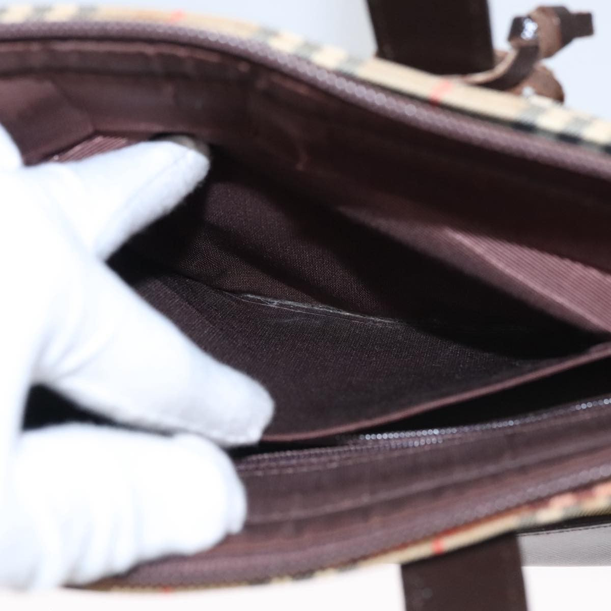 Burberry Nova Handbag Check Pattern, BEIGE, CANVAS, Handbag