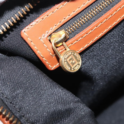 Fendi Vintage Pequin Convertible Boston Bag Coated Canvas, BROWN, CANVAS, Handbag